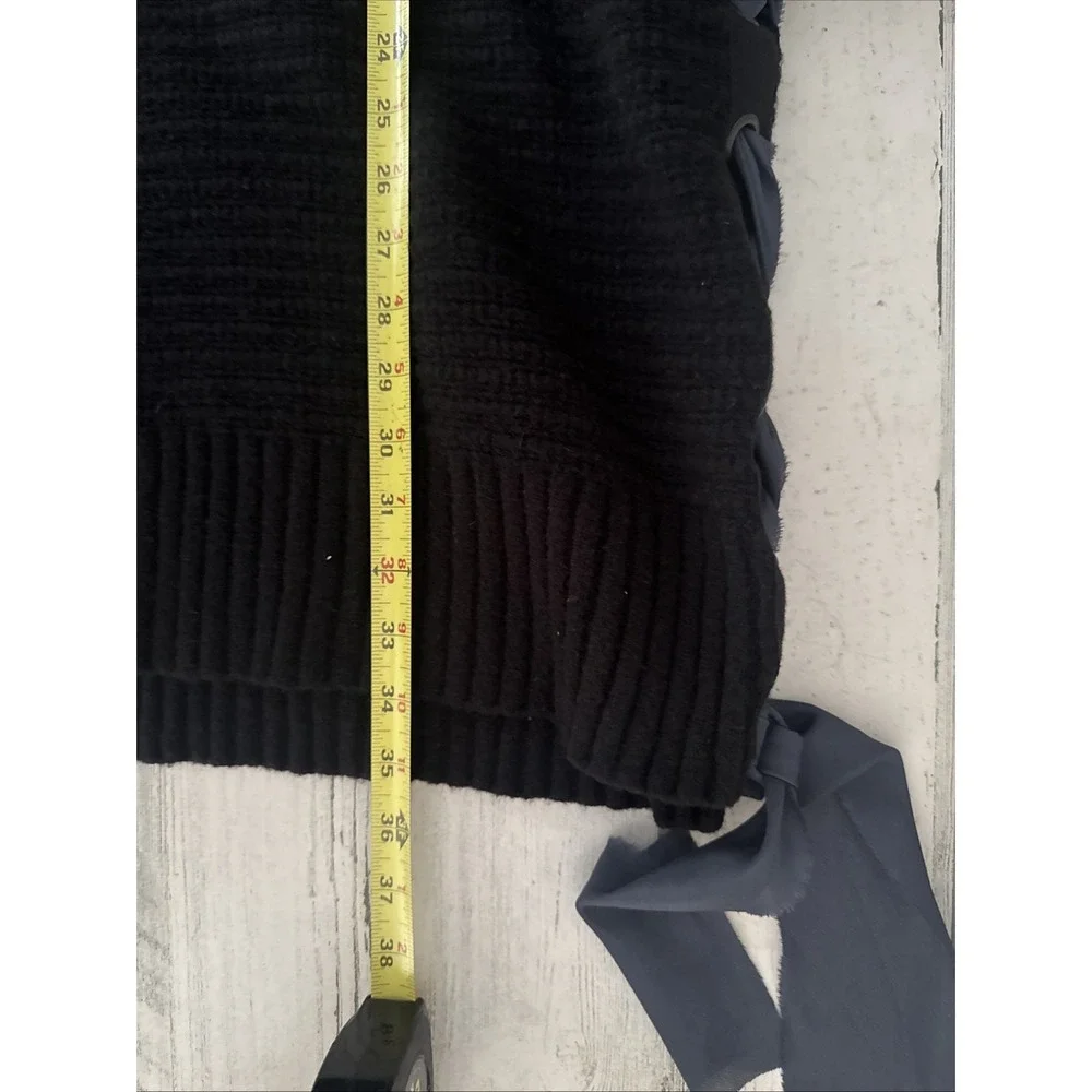 Free People Tunic‎ Sweater Womens Small Black Heart It Laces V Neck Side Tie